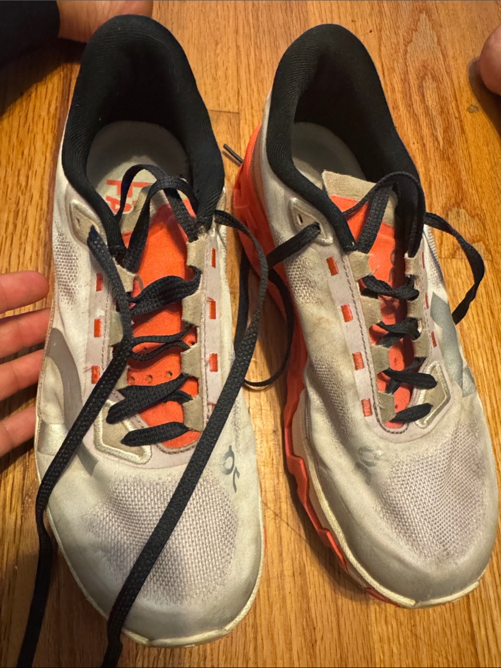 On Running Men’s Athletic Shoes - White & Orange with Black Accents